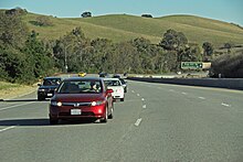 Cars driving near Page Mill Road on I-280.