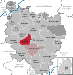 Elhelyezkedése Baden-Württemberg térképén