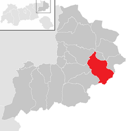 Poloha obce Fieberbrunn v okrese Kitzbühel (klikacia mapa)