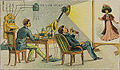 Video telephony in the year 2000, as imagined in 1910. From a French postcard by Villemard, 1910. Paris, BNF, Estampes.