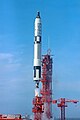 Un lanceur Titan II décolle de l'aire 19 avec a capsule Gemini 6A (1965).