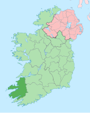 Položaj okruga Keri na irskom ostrvu