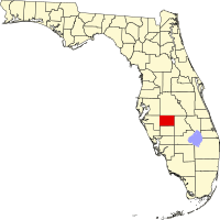 Locatie van Hardee County in Florida