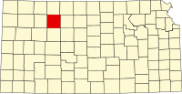 Map of Kansas highlighting Graham County