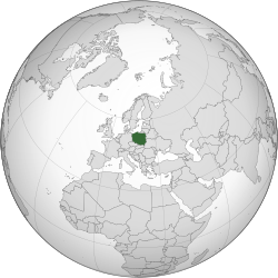 Location of Poland on the globe.