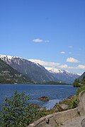 Sandvin lake separated from Sørfjorden by Odda town (in the distance)