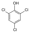 Structuurformule van 2,4,6-trichloorfenol