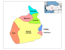 Location of Ağaçören within Turkey.