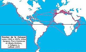 Rutas del Calypso, barco de investigaciones del comandante Cousteau.