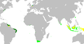 The Dutch Empire and its possessions at different times in history.