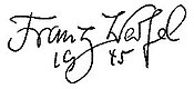 Franz Werfel aláírása