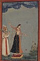 بانویی با یویو، شمال هند (راجستان، باندی یا کوتا)، حدودا سال ۱۷۷۰. آبرنگ مات و طلا روی کاغذ.