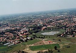 Letecký pohled na část města