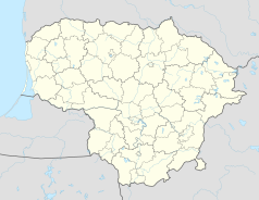 Mapa konturowa Litwy, po prawej nieco na dole znajduje się punkt z opisem „Zielony Most”