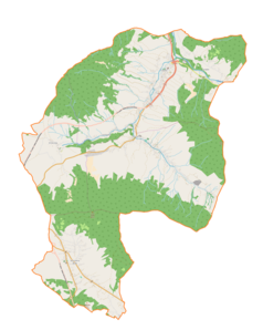 Mapa konturowa gminy Lubień, w centrum znajduje się punkt z opisem „Tenczyn”