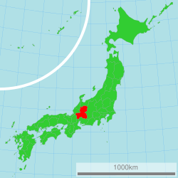 Map of Japan with Gifu highlighted