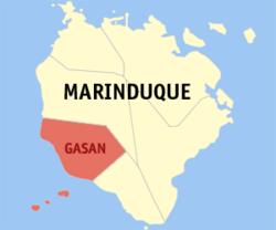 Map of Marinduque with Gasan highlighted