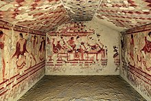 Pittore forse attico, affreschi della tomba del triclinio, 500-475 ac ca, 01: "Perhaps Attic painter, frescoes from the tomb of the triclinium, ca 500-475 BC, 01"