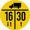 Sonderschild für Fahrbahnbreiten b ≥ 5,50 m (zweispuriger Verkehr), Räderfahrzeuge