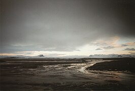Sudul Islandei, lângă Drumul Inelar, privit către nord în timpul iernii lui 2001