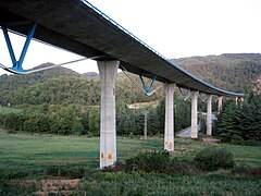 The Osormort viaduct over the Riera Major stream, near Sant Sadurní d'Osormort, Osona, completed in 1995.