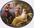 Nymff yn cysgu a bugail yn edrych, gan Angelica Kauffman,1780. V&A Museum no. 23-1886