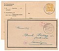 Karte mit 6-Pfg.-AM-Post Marke vom 28. September 1945 und „Gebühr-bezahlt“-Stempel