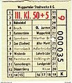 Fahrschein der III. Klasse von 1951 zu 50 Pfennig, zuzüglich der getrennt ausgewiesenen „Höhensteuer“ von fünf Pfennig