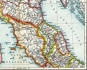 Teil einer alten Karte des römischen Umriens