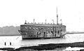 HMS President (ex-Gannet) as the dormitory to Training Ship Mercury, moored in the river Hamble