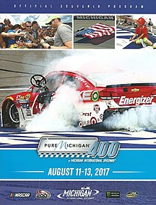 The 2017 Pure Michigan 400 program cover, featuring Kyle Larson.