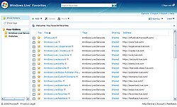 Windows Live Favorites homepage