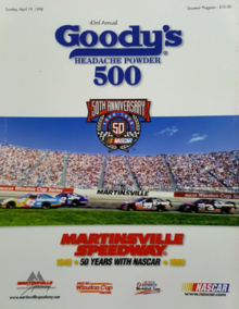 The 1998 Goody's Headache Powder 500 program cover.