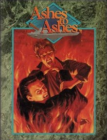 The cover art features an illustration of a fight between two vampire men surrounded by flames.