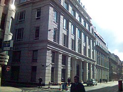 Moorgate (street), looking towards 20 Moorgate (left) and 12 Moorgate (right).