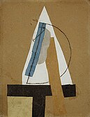 Pablo Picasso, 1913–14, Head (Tête), cut and pasted colored paper, gouache and charcoal on paperboard, 43.5 x 33 cm, Scottish National Gallery of Modern Art, Edinburgh