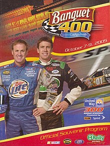 The 2005 Banquet 400 program cover, featuring Rusty Wallace and Carl Edwards.