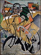 Jean Metzinger, 1911–12, At the Cycle-Race Track (Au Vélodrome), oil and sand on canvas, 130.4 x 97.1 cm, Peggy Guggenheim Collection, Venice