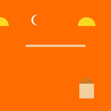 Single-colored basic shapes scattered on an orange background.