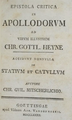 "Epistola Critica", latina verko de Apolodoro de Ateno, eldonita de Christian Gottlob Heyne, en 1782.