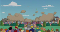 Springfieldin alakoulu raunioina Bartin aiheuttaman järistyksen takia