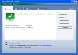 Microsoft Security Essentialin suomenkielinen versio.