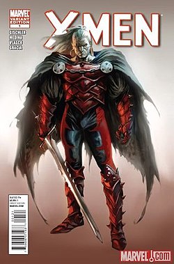 דרקולה, כפי שהופיע על עטיפת החוברת X-Men Vol.3 #1 מספטמבר 2010. אמנות מאת מרקו ג'ורג'ביק.