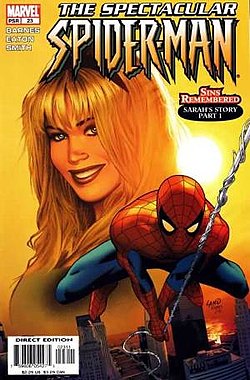 גוון סטייסי, כפי שהופיעה על עטיפת החוברת The Spectacular Spider-Man Vol.2 #23 ממרץ 2005, אמנות מאת גרג לאנד.