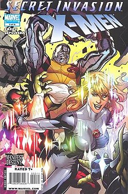 דאזלר, כפי שהיא מופיעה על עטיפת החוברת Secret Invasion: X-Men #3 מדצמבר 2008, אמנות מאת טרי דודסון.