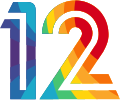 לוגו קשת 12 החל מ-14 בפברואר 2018, עם שינוי קטן בספרה 1 עם הפינה המעוגלת, ובספרה 2 עם אורך הקווים