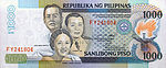 Bahagian depan nota bank 1000-peso