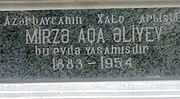 Мемориальная доска в Баку, где жил Мирза Алиев