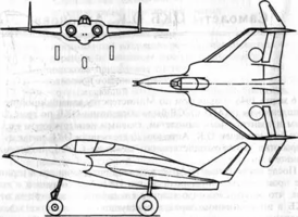 Предварительный вариант схемы истребителя «М», 1947 год