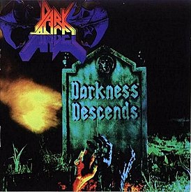 Обложка альбома Dark Angel «Darkness Descends» (1986)